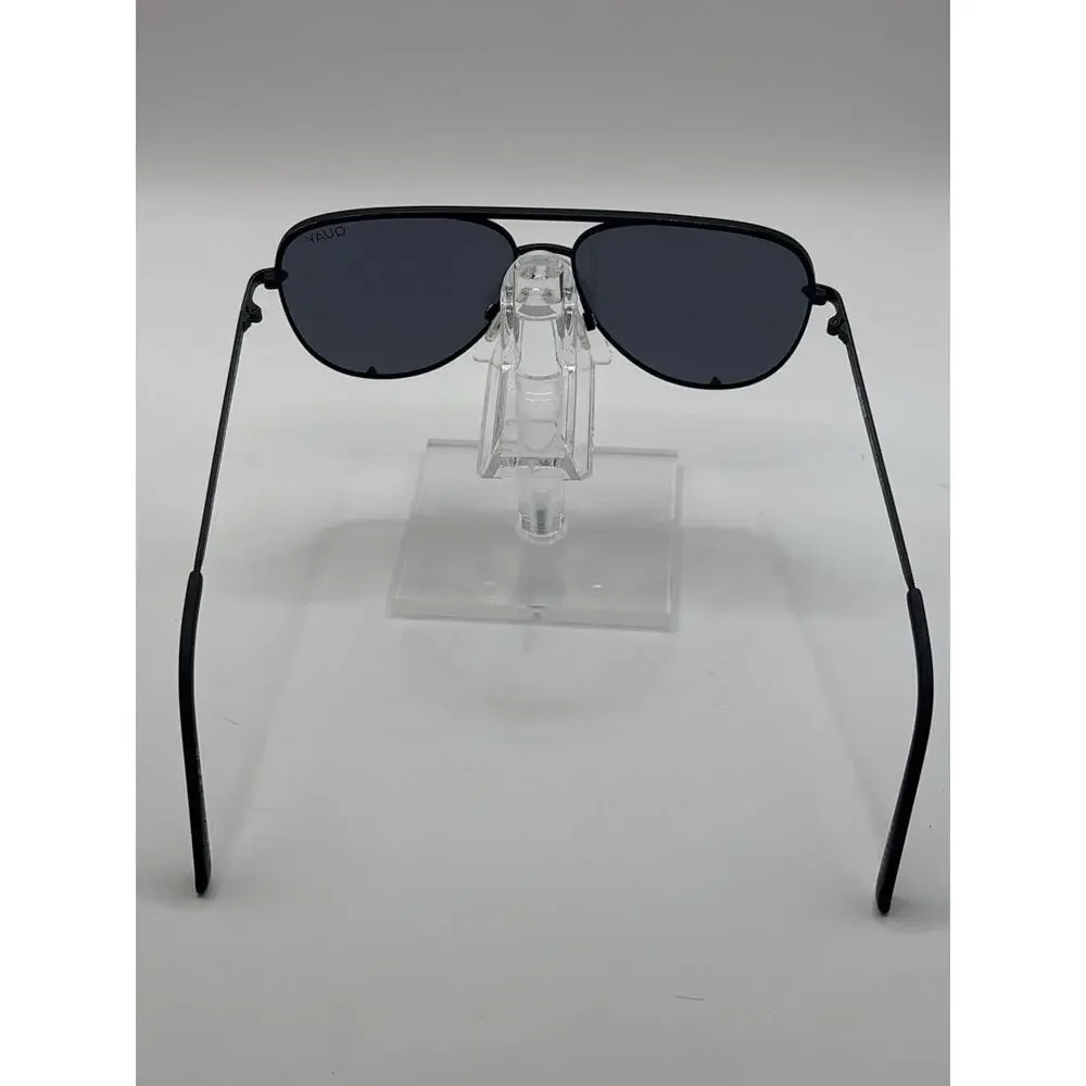 Quay High Key 126 Polarized Sunglasses Black Smoke Oversized Aviator 142